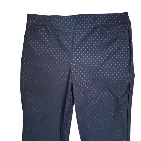 Chico's women's 3, XL Navy Blue Polka Dot Print Pull on Pants Tummy Panel - Picture 4 of 9